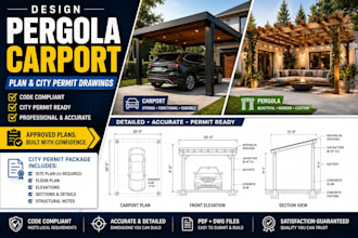 design pergola, carport plan, and city permit drawings
