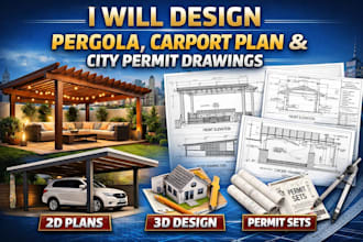 design pergola, carport plan, and city permit drawings