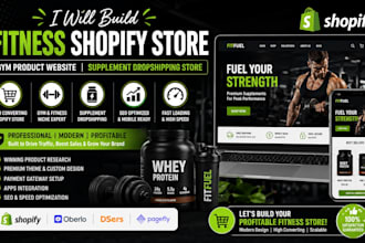 fitness shopify store for gym products and supplements