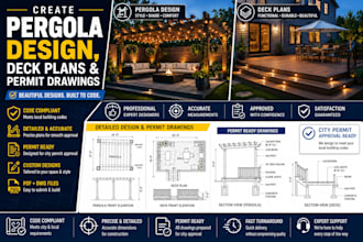 create pergola design, deck plans, and permit drawings