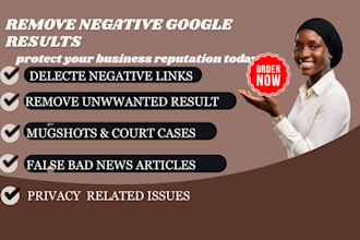 push down or suppress negative search results for your name, business on google