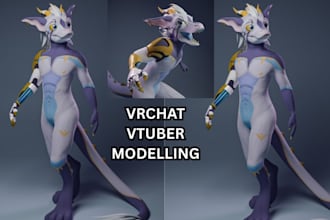 3d vrchat avatar model,vrm vtuber avatar model in blender, 3ds max,unity setup