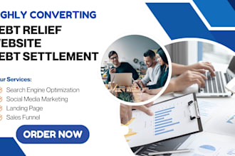 build debt settlement landing page debt relief website with debt relief leads