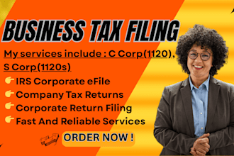 prepare and file your 1120, 1120s corporate tax return for your US business