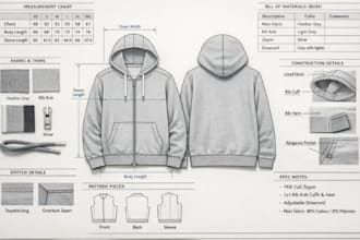 create custom techpack and garment dev for clothing brand and apparel production