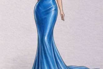 create elegant and high end fashion illustration of your dress
