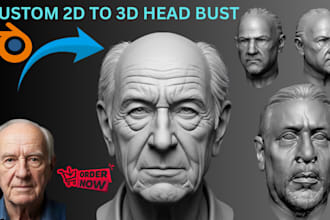 convert your 2d photo into a 3d printable 3d head bust stl for 3d printing