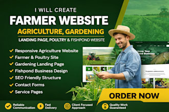 create farmer website agriculture gardening landingpage poultry fishpond website