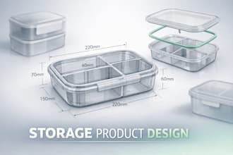 3d product design of meal prep and modular storage boxes