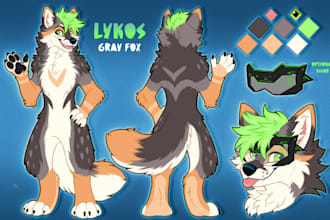 draw fursona ref sheet furry pfp anthro fursona ref sheet furry art commission