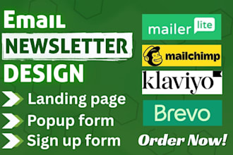 design mailer lite landing page or popup or sign up form and email template