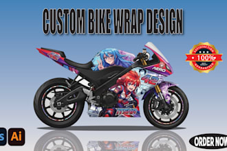 create dirt bike, sport bike wrap, helmet, motorcycle  wrap design