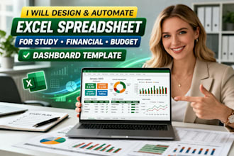 design automate excel spreadsheet for study financial budget dashboard template