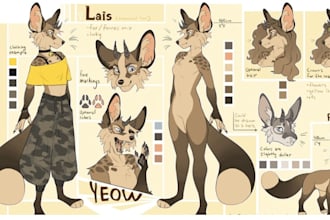 draw your furry or fursona reference sheet