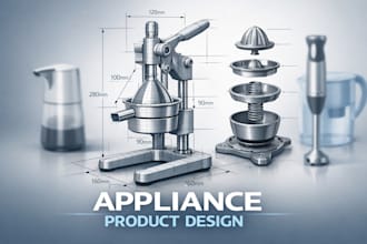 3d cad design of consumer manual juicer, soap dispenser and water filter