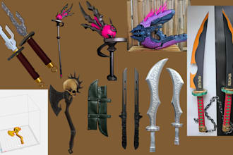 create cosplay 3d armor, sword, props, weapon, realistic weapon for 3d printing