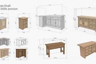 design and draft custom millwork joinery and cabinet  plan