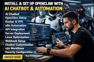 build,install openclaw chatbot with docker, n8n automation and vps deployment