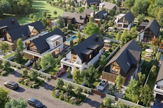 build cottage town house, real estate property,garden landcsape,community layout