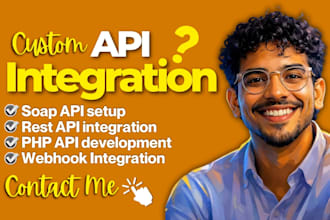 setup api integration, rest api, PHP API, shopify api and stripe api development