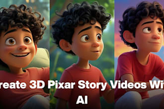 do cartoon story telling illustration children story 3d pixar style ai animation