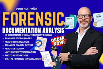 do forensic documents analysis, forensic accounting, authenticity verification