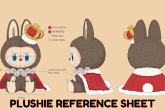design custom plush reference sheet stuffed animal character kawaii ych concept