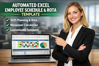 create automated excel employee work schedule, rota, manpower calender template