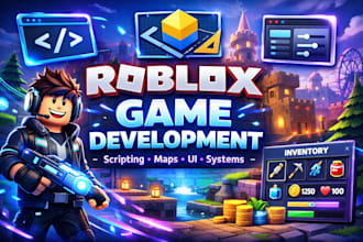 develop roblox game with custom roblox experience, roblox map design, and assets