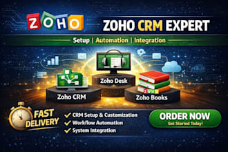set up zoho CRM, automate workflows with zoho, and provide custom zoho solutions