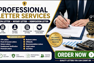 provide CPA letter, online notary letter, and professional verification letters
