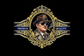 make modern cigar label, cigar logo, cigar band and cigar box design