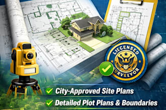 provide US land survey and site plan, licensed surveyor stamp for city approval