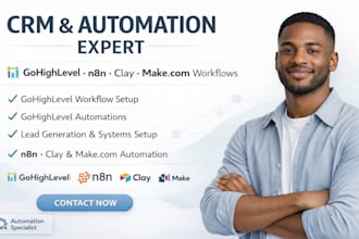 setup gohighlevel workflow, automation, gohighlevel expert n8n clay com make com