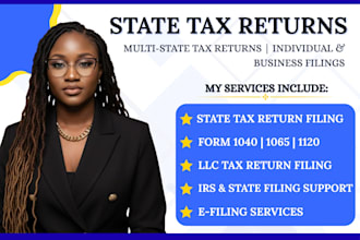 file state tax returns for 1040,1065,1120, prepare state tax filing, income tax