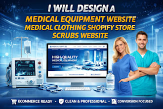 design medical equipment website, medical clothing shopify store, scrubs website