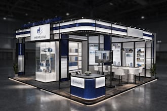 design high impact exhibition stand, tradeshow booth 3d