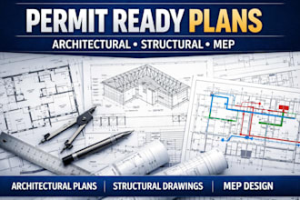 draw permit architectural plans, structural, mep, foundation and framing drawing