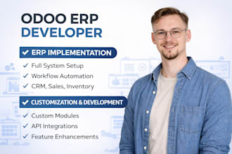 develop, customize and implement odoo erp website, modules and automation