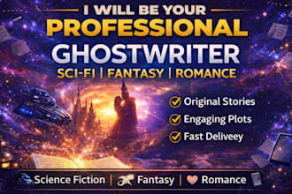ghostwrite epic fantasy romance novel or ebook with compelling story