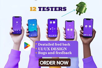provide 12 testers google play closed testing 12 app tester
