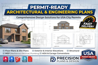 draft architectural, mep, and construction permit drawings