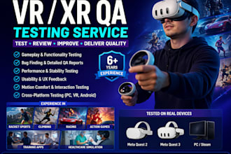 be a VR game tester, VR apps QA and provide a detailed QA report