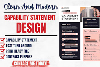 design federal government capability statement and company profile for contracts