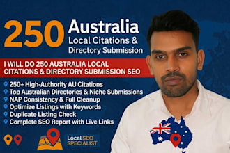 do 250 australia local citations and directory submission SEO