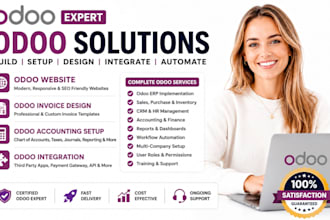 build odoo website, design odoo invoice, setup odoo accounting, odoo integration
