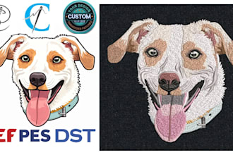 professional embroidery digitizing image to dst, jef, pes, vp3 in 1 hour