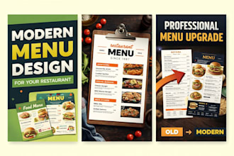 design a modern and attractive restaurant menu