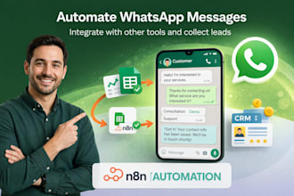 create whatsapp automation with n8n, CRM and google sheets