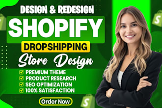 build shopify website, design or redesign shopify store, dropshipping store
